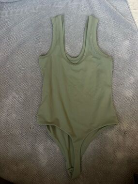 Aritzia Olive Green Scoop Neck Tank Bodysuit